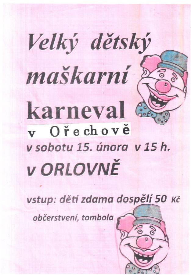 Velký dětský maškarní karneval.