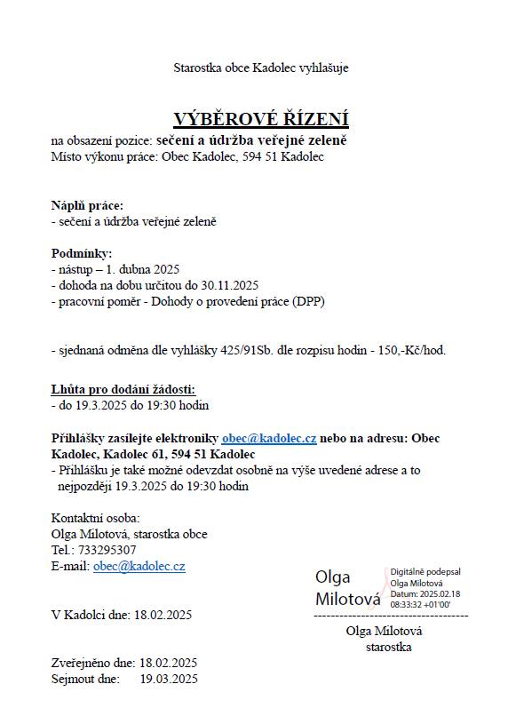 Sečení a údržba veřejné zeleně v roce 2025.