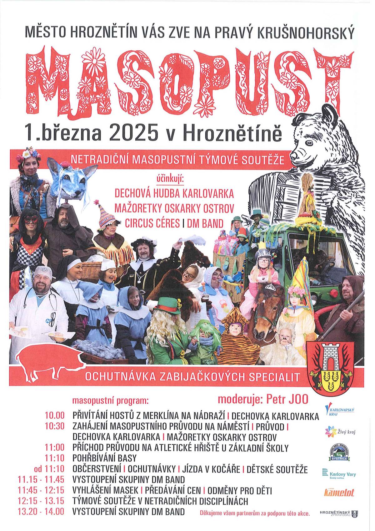 Pozvánka na Pravý krušnohorský masopust v Hroznětíně dne 1.3.2025