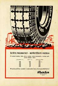 Reklamní prospekty na pneumatiky Baťa z roku 1947.