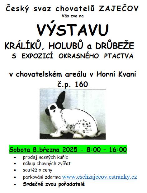 Výstava králíků, holubů a drůbeže s expozicí okrasného ptactva