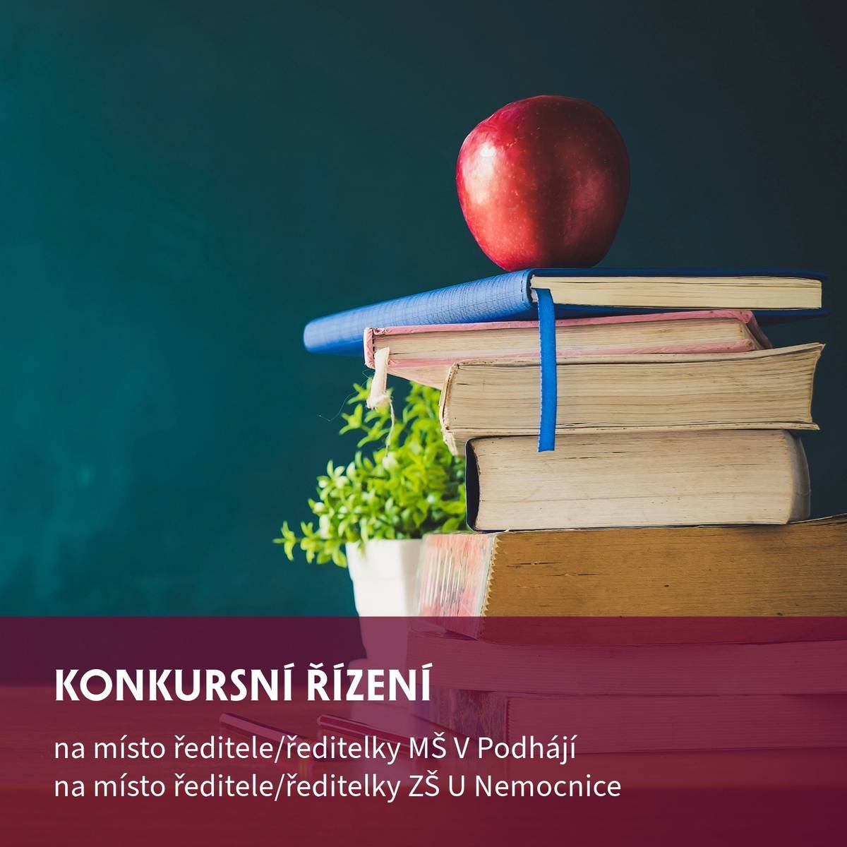 Rada města Rumburk vyhlašuje konkursní řízení na pracovní místa:  ředitel/ředitelka MŠ V Podhájí ředitel/ředitelka ZŠ U Nemocnice  Přihlášky můžete zasílat do 2. dubna 2025. Předpokládaný termín nástupu je 1. srpna 2025. Více informací najdete na webových stránkách města.