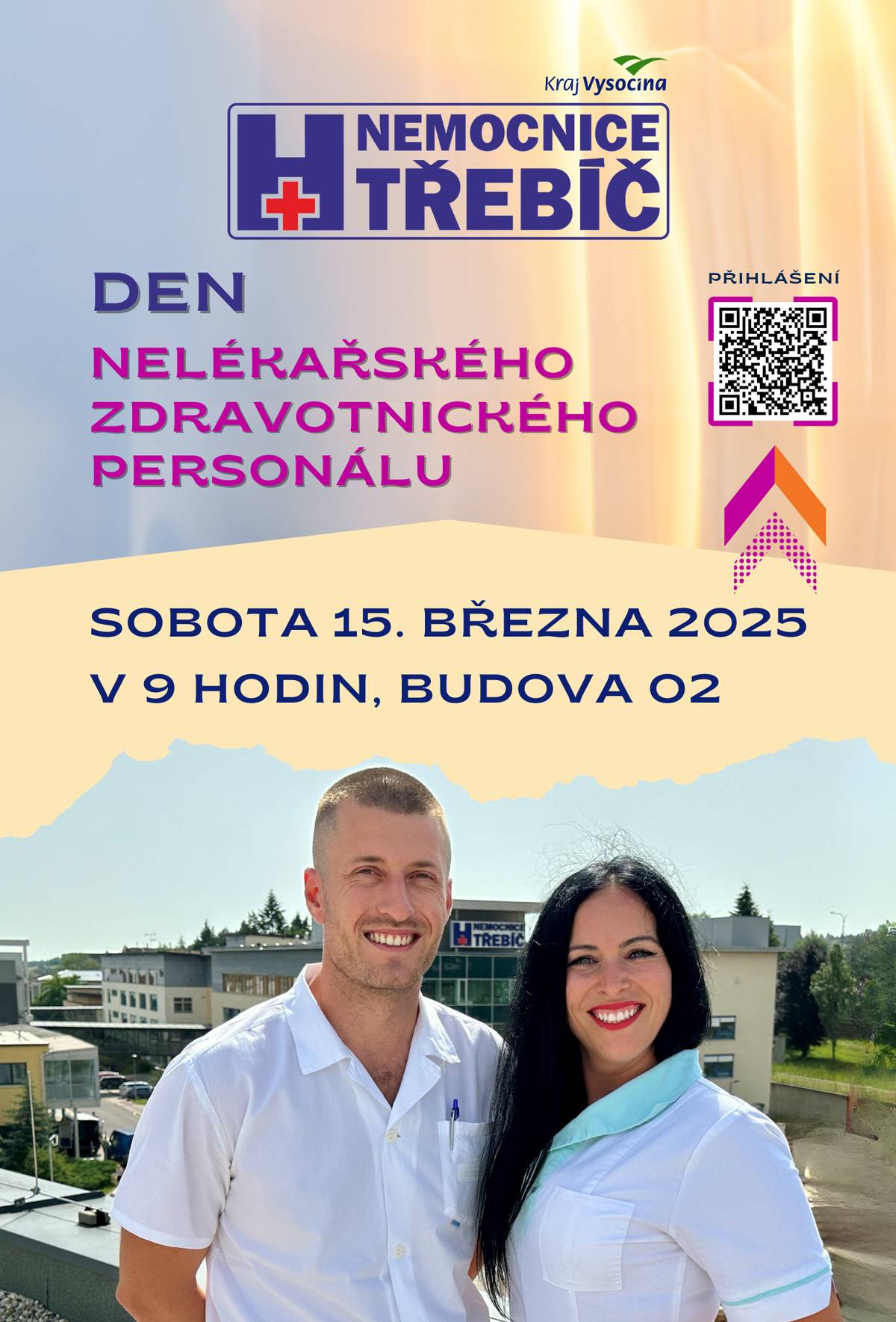 🍀 SOBOTA 15. 3. 2025 OD 10.00 👉https://1url.cz/n1Pnb Vážené sestry specialistky, všeobecné, praktické, dětské, porodní asistentky, fyzioterapeutky, radiologičtí asistenti, zdravotní laboranti nebo studenti těchto oborů v závěrečném ročníku, přemýšlíte o práci v třebíčské nemocnici? 🍀 Přijďte se k nám podívat, poznat Vaše nové kolegy i pohodovou atmosféru třebíčské nemocnice! 🍀 Přihlašte se na náš "DEN NELÉKAŘSKÉHO ZDRAVOTNICKÉHO PERSONÁLU" a my Vám ukážeme, jak to u nás vypadá. Představíme Vám vrchní sestry, provedeme oddělením, navštívíme i nové operační sály. Odpovíme vám na Vaše otázky.  Akce je určena pro: všeobecné sestry, praktické sestry, dětské sestry, specialistky, porodní asistentky, fyzioterapeuty/ky, radiologické asistenty/ky, zdravotní laboranty/ky a studenty v závěrečném ročníku výše uvedených oborů. Přihlášení a více info na webu Nemocnice Třebíč 👉https://1url.cz/n1Pnb