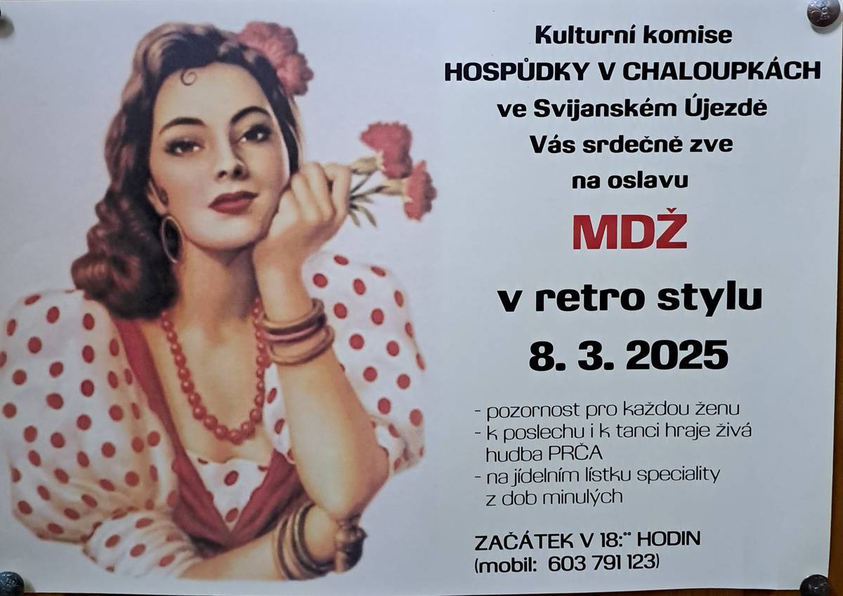 Hospůdka v Chaloupkách ve Svijanském Újezdě Vás srdečně zve na oslavu MDŽ.
