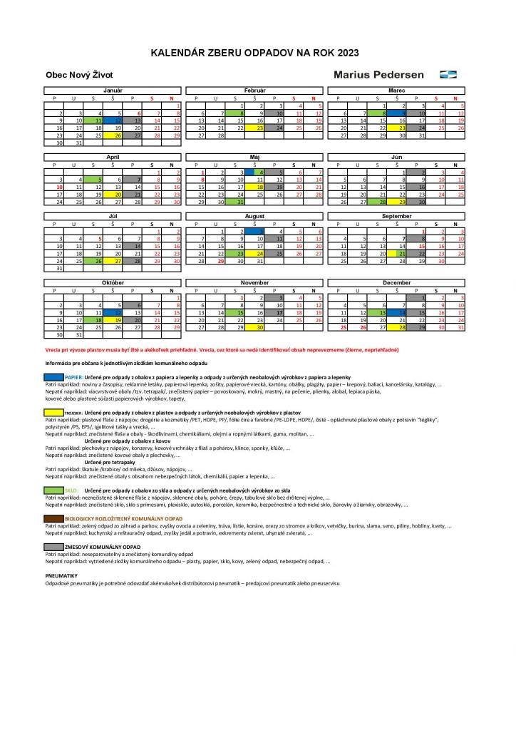 Harmonogram vývozu separovaných komodít