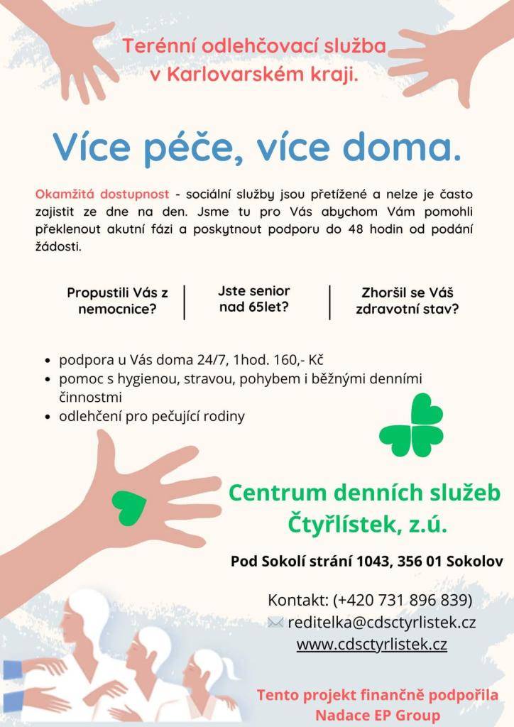Centrum denních služeb čtyřlístek.  Více péče, více doma.