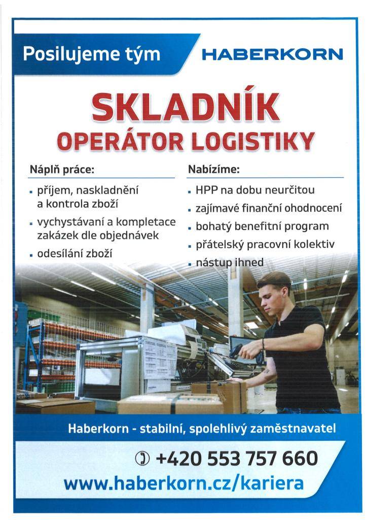 hledá pro naše pracoviště v Mokrých Lazcích vhodného kandidáta na pozici: OPERÁTOR LOGISTIKY/SKLADNÍK.