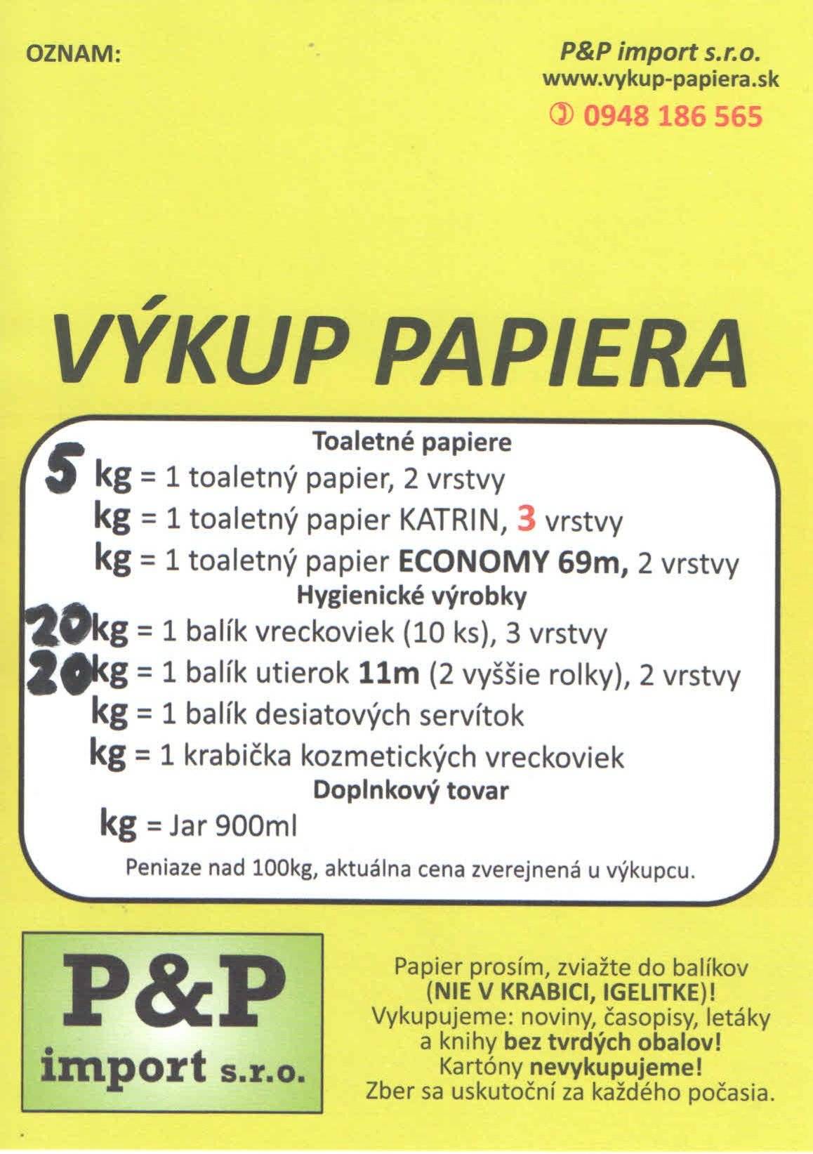 Vážení občania, v stredu 5.3.2025 od 15.00 do 15.10 bude pri Obecnom úrade v Papradne prebiehať výkup papiera.