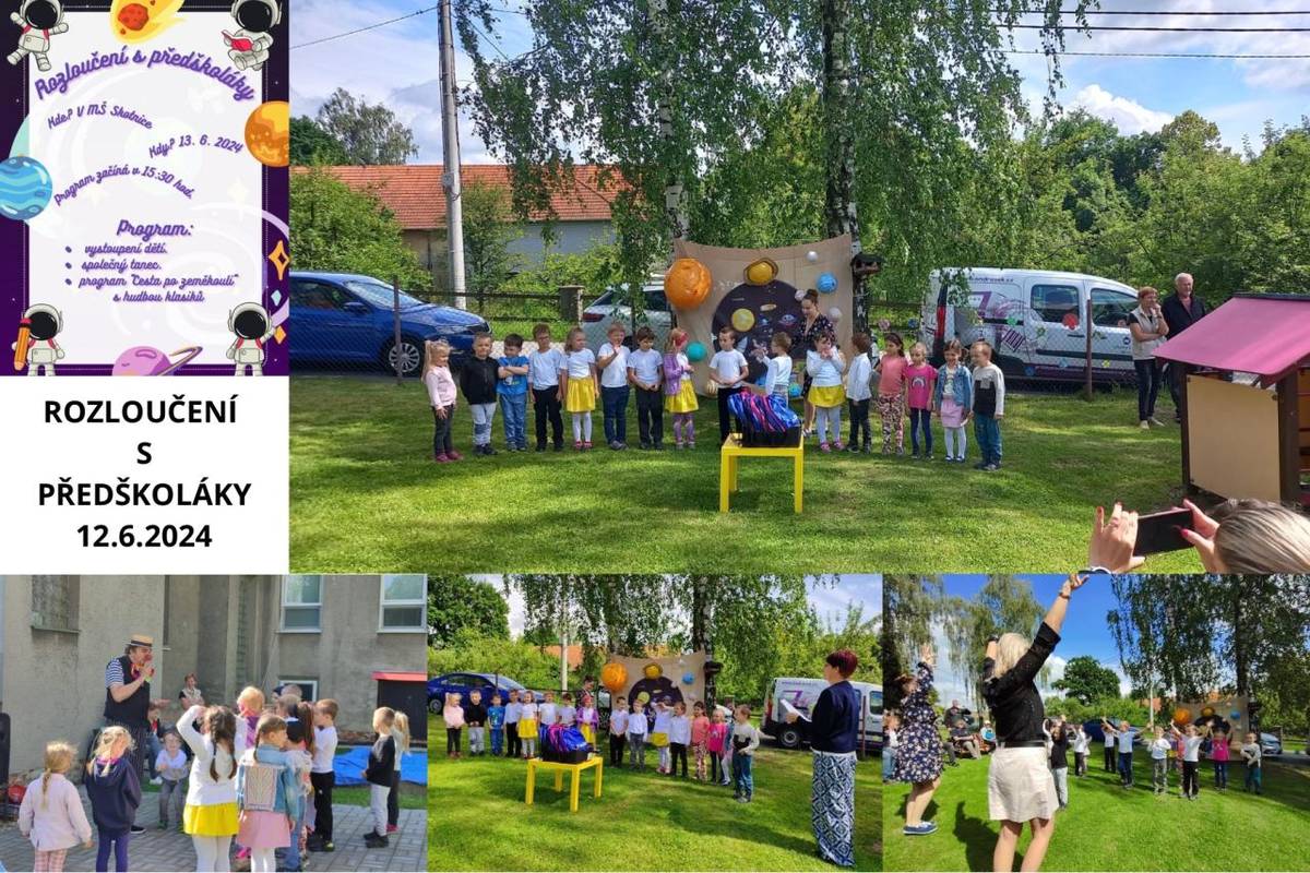 12.6.2024 na školní zahradě proběhlo v duchu vesmírného putování rozloučení s předškoláky a zároveň s p. uč. Ivou Žárskou.