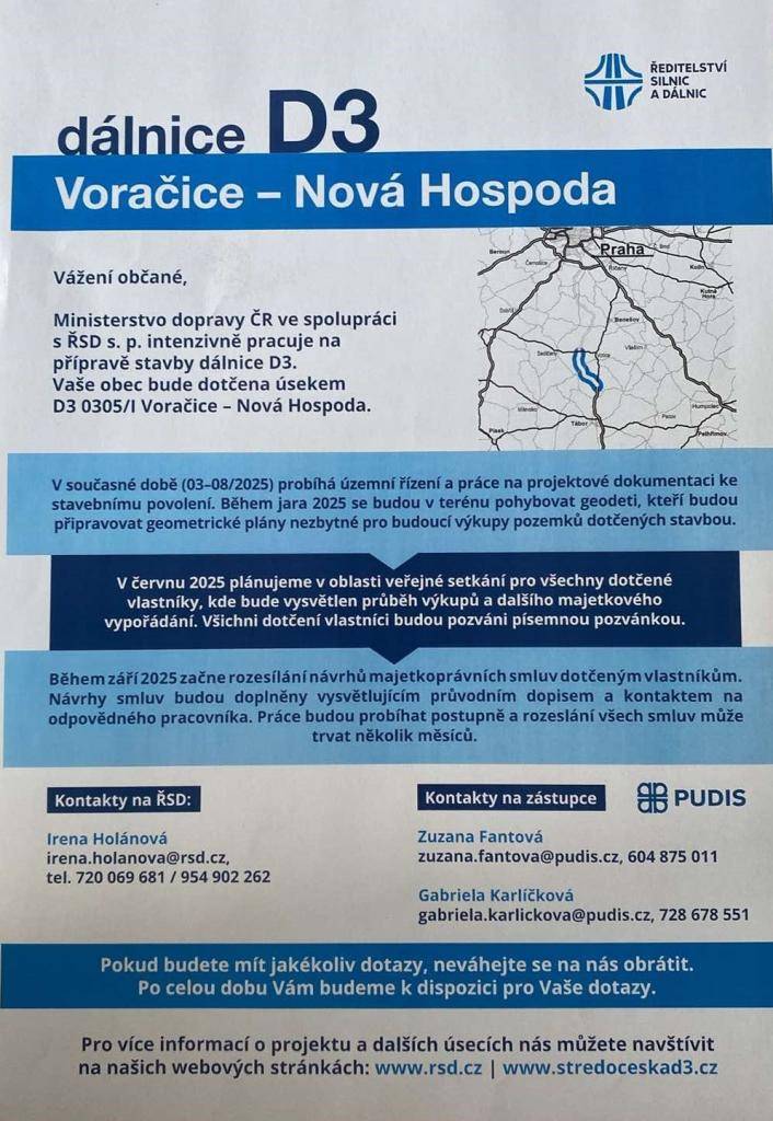 Leták D3 - informace k plánované výstavbě dálnice D3