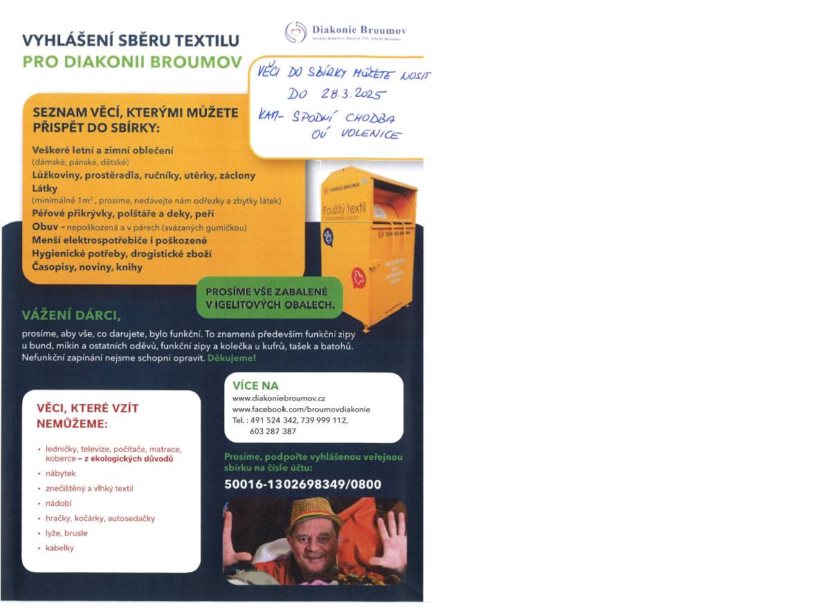 Sbírka pro Diakonii Broumov