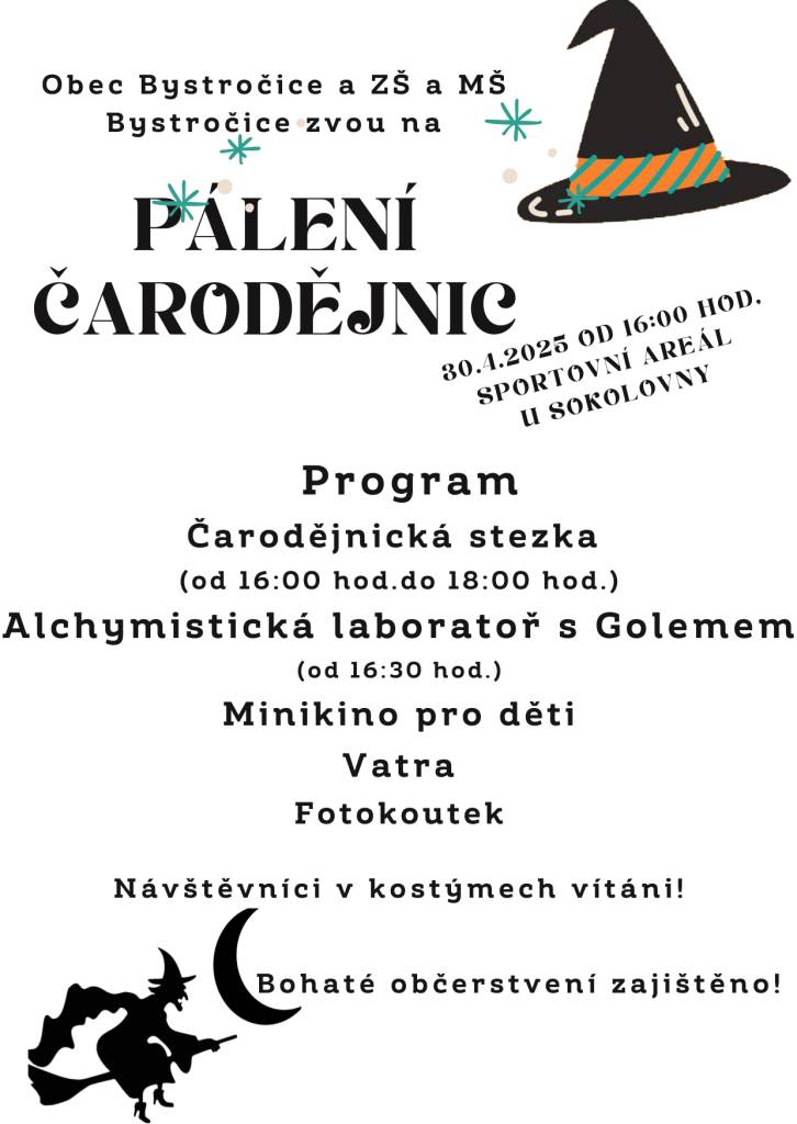 Srdečně zveme na Pálení čarodějnic!