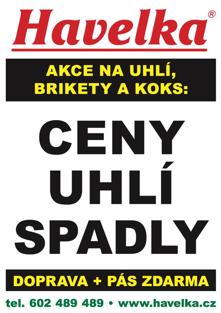 Využijte akční nabídku na uhlí, brikety a koks. Cena uhlí výrazně klesla a k tomu je zajištěna doprava a pás zdarma. Nezmeškejte tuto skvělou příležitost a objednejte si u nás. Kontaktujte nás na tel. 602 489 489 nebo navštivte www.havelka.cz.