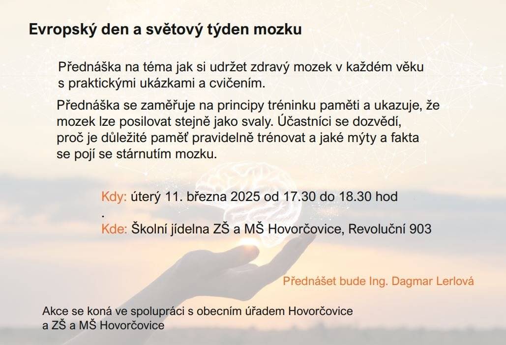 Připomínáme zítřejší přednášku na téma "Jak si udržet zdravý mozek".