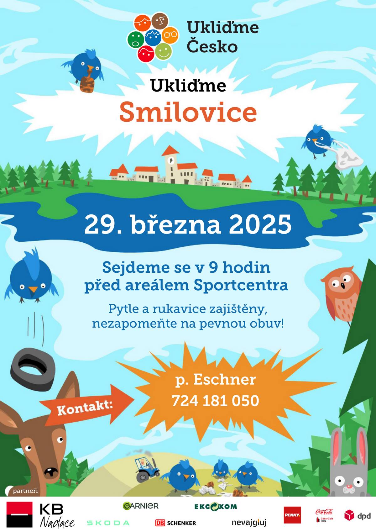 🌿 Uklízejme společně! Smilovice se zapojují do akce Ukliďme Česko! 🌍 Přidejte se k nám a pomozte udělat naši obec čistší! 🧹 📅 Kdy? 29. března 2025 📍 Kde? Sraz v 9:00 u areálu Sportcentra Rukavice a pytle na odpad budou k dispozici. Přijďte s dobrou náladou a udělejme společně něco pro přírodu! 🌱 Sdílejte a dejte vědět svým sousedům! 💚