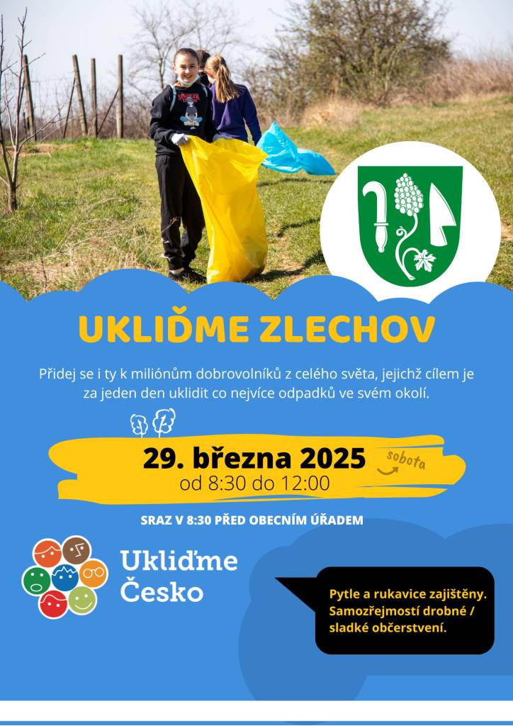 Přidejte se k miliónům dobrovolníků na celosvětové akci úklidu, která se koná v Zlechově 29. března 2025.