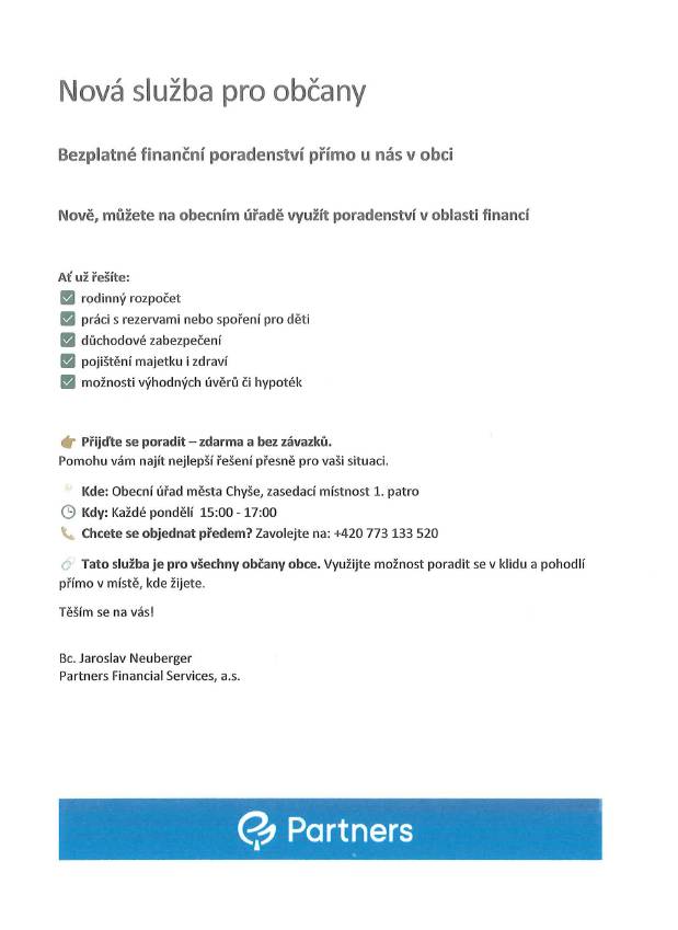 Bezplatné finanční poradenství u nás v obci