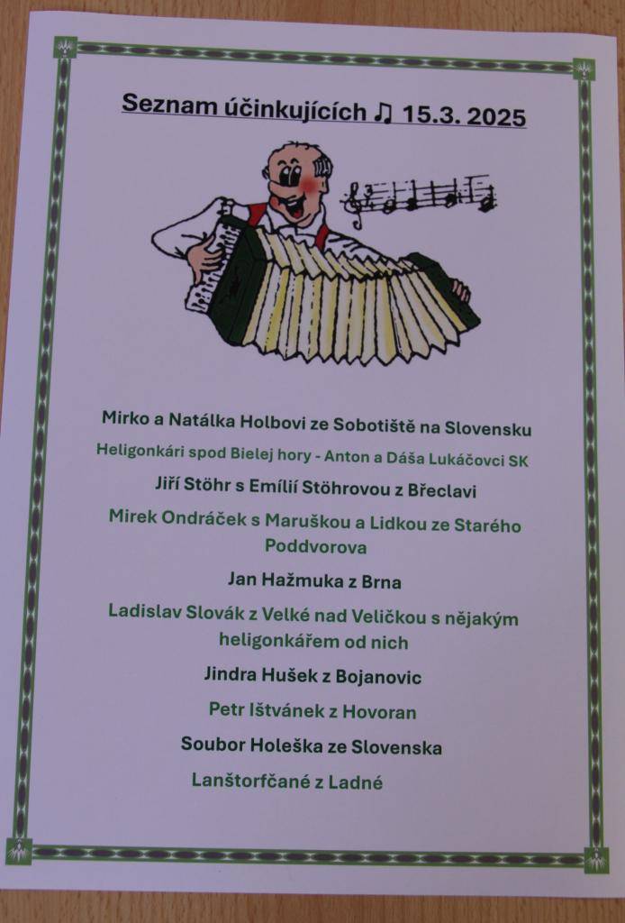 VIII. setkání harmonikářů - 15.3.2025