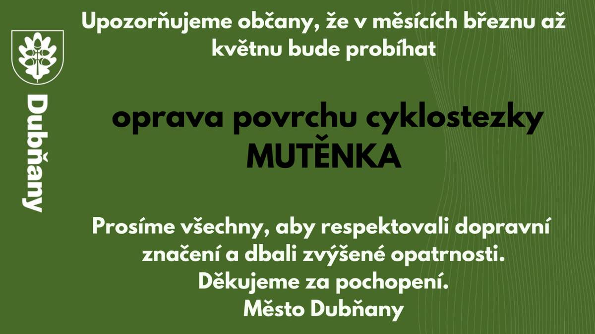 omlouváme se z akomplikace na cyklostezce Mutěnka