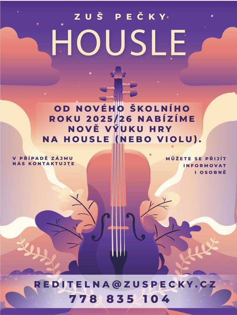 od nového školního roku 2025/2026 se bude nově otvírat výuka hry na housle nebo violu