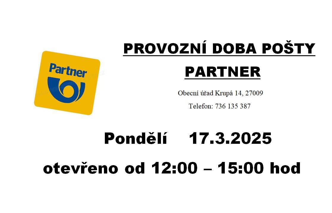 pondělí 17.3.2025   otevřeno 12:00 - 15:00