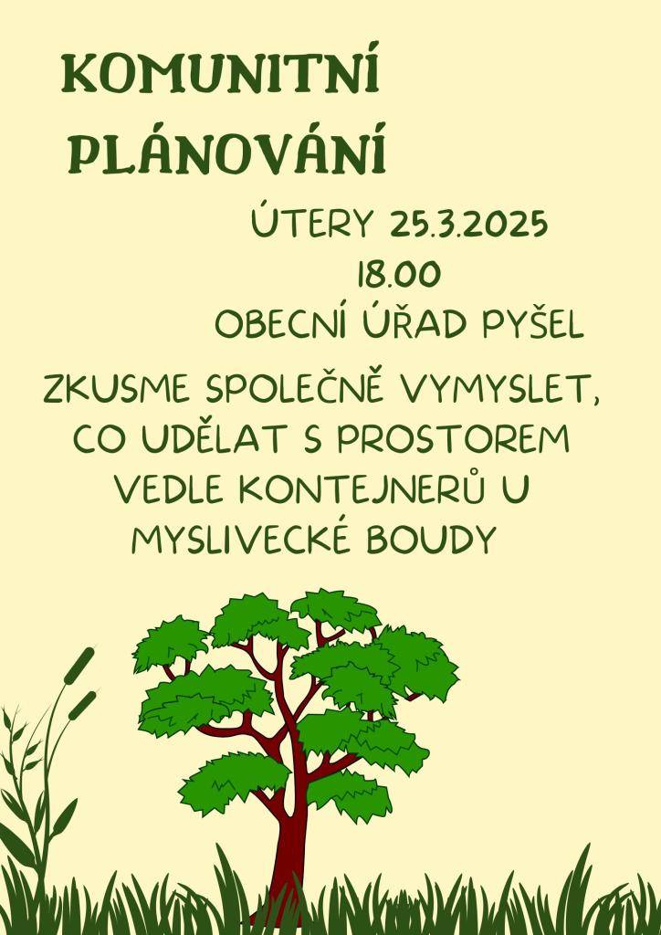 Rádi bychom pozvali všechny, kterým není jedno, jak to u nás vypadá a to konkrétně okolo stanoviště kontejnerů u myslivecké boudy (za školou). Přijďte, dáme hlavy dohromady a zkusíme vymyslet, jak to tam zkulturnit. Díky.