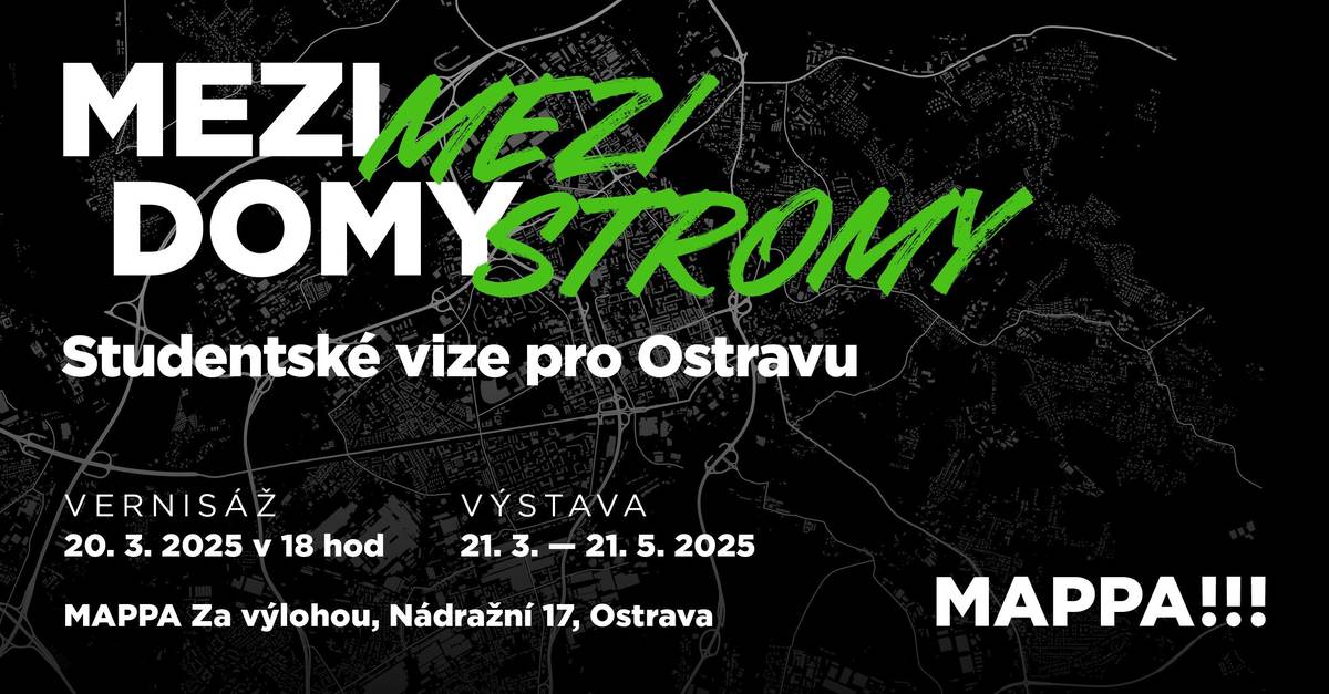 Zveme na vernisáž výstavy s názvem Mezi domy, mezi stromy, která se uskuteční 20. 3. od 18.00 hod. ve výstavním prostoru MAPPA Za výlohou, Nádražní 17. Výstava představí výstupy studentského workshopu Navrhni kus Ostravy, který jsme uspořádali na podzim minulého roku. Studenti různých oborů se během několika dnů věnovali aktuálním ostravským tématům spojeným s veřejnými prostranstvími a zelení. V rámci multidisciplinárních týmů navrhli novou podobu pro 5 lokalit – haldu Ema, okolí řeky Ostravice a již nevyužívané železniční tratě na Slezské Ostravě, proluky a prázdná nároží v historickém centru města či ulici Dr. Martínka v Hrabůvce. Studentské návrhy mohou posloužit jako inspirace pro další rozvoj města. Výstava je tak nejen přehlídkou studentských vizí, ale také podnětem k zamyšlení nad budoucností městského prostředí Ostravy. V rámci vernisáže proběhne krátké představení jednotlivých návrhů. Prostor bude věnován také diskusi s jejich autory a lektory workshopu. Můžete se těšit i na křest publikace shrnující práci studentů i samotný workshop.