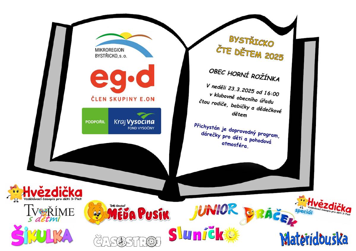 Dobré dopoledne, posílám pozvánku na nedělní čtení dětem 🙂. S rodiči i bez rodičů. V klubovně OÚ. K dispozici bude káva, čaj, dobrůtky budou vítány. Krásný 🌞 de