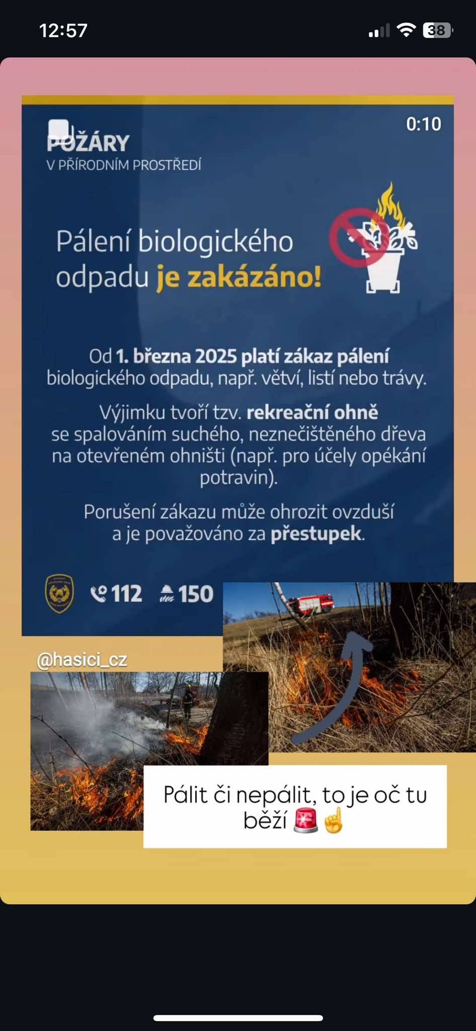 Vážení přátelé, s příchodem jara máme jedno aktuální upozornění🔥. Přejeme pěkný víkend☀️. #obecprovovdovsonov #aktuality