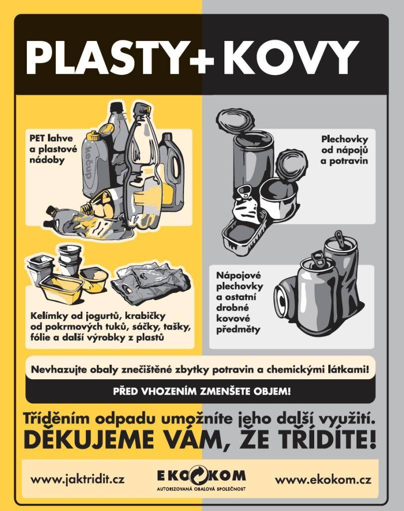 Nově se mohou kovy z domácnosti vhazovat do nádob na plasty.