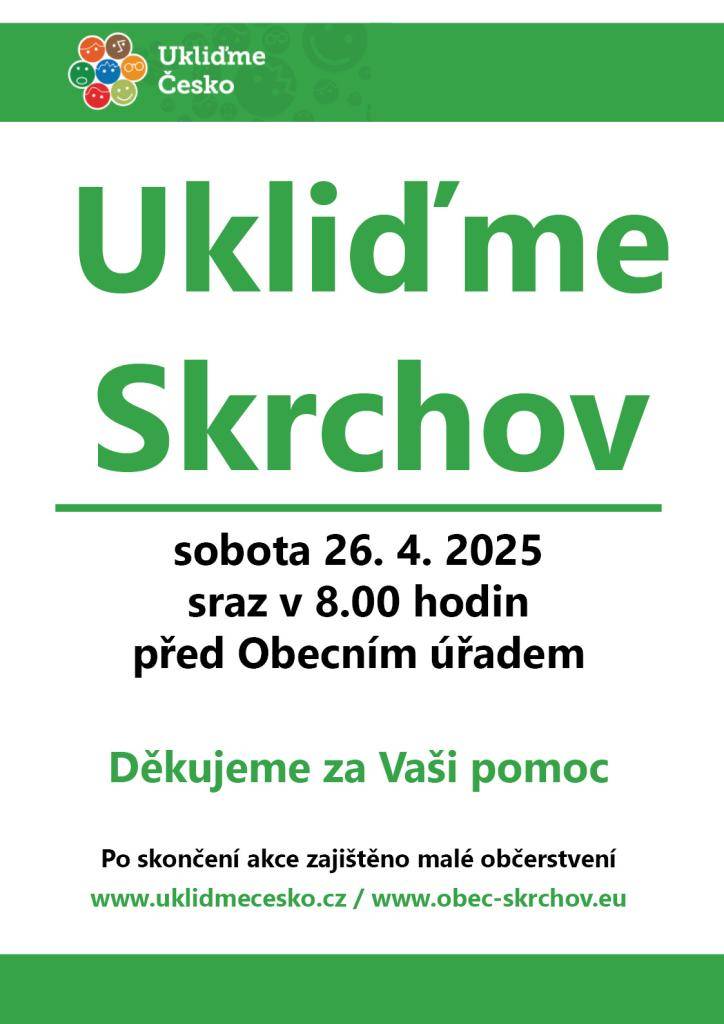 26. 4. 2025 sraz v 8.00 před obecním úřadem.     Děkujeme za pomoc