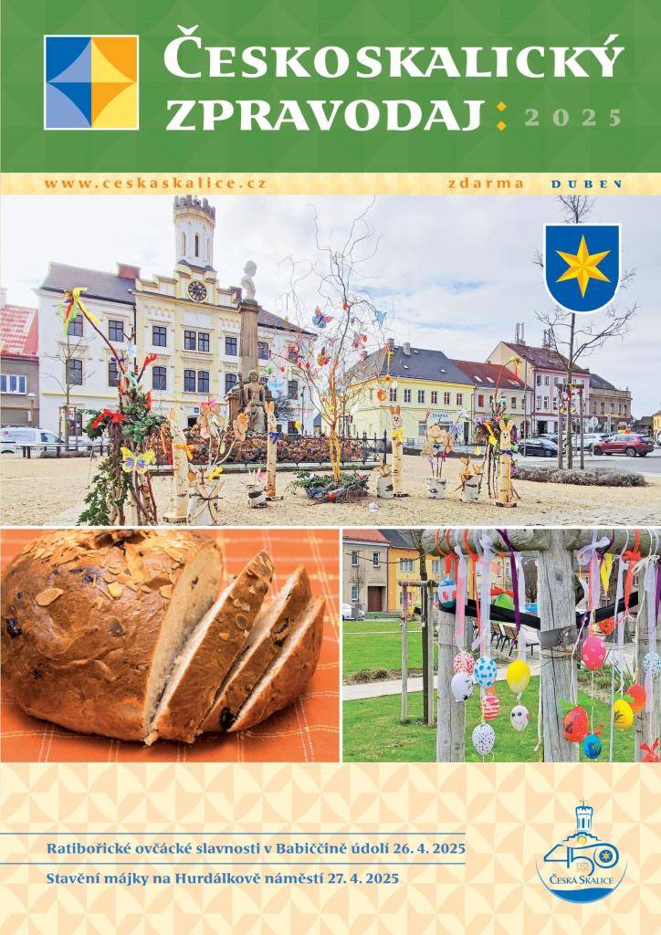 Vyšlo březnové číslo Českoskalického zpravodaje.    Datum vydání elektronické verze: 27. 3. 2025  Datum vydání tištěné verze: 27. 3. 2025  Termín distribuce tištěné verze: do 2. 4. 2025 (včetně)