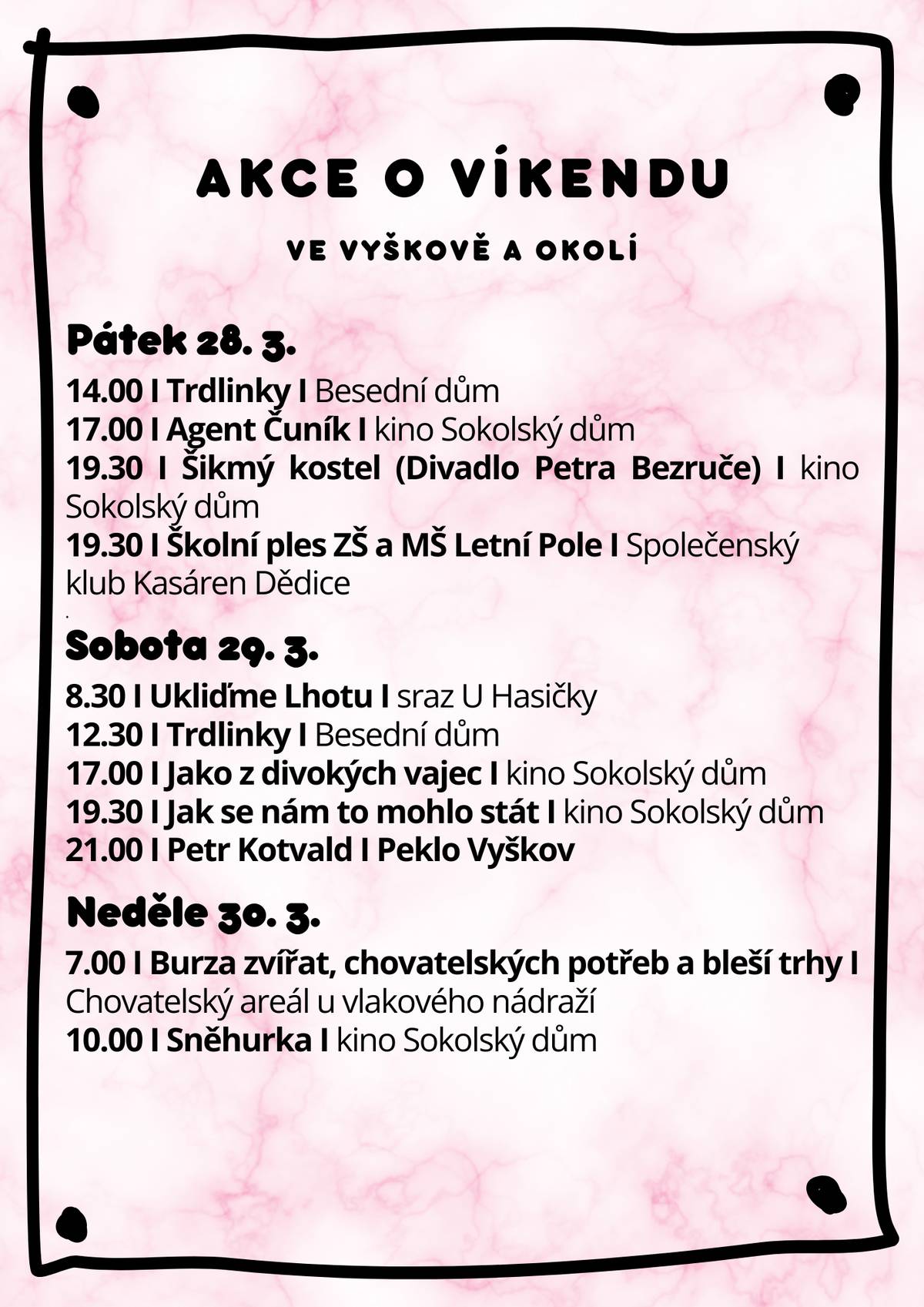 Čeká nás poslední březnový víkend! 😲 Někteří ještě pořádně neodklidili pozůstatky vánoční výzdoby a už přišel čas rozkvetlých větviček a barevných vajíček. Ať už máte dům plný velikonočních králíčků, nebo na vás v okně kouká zapomenutá a z půlky odloupnutá sněhová vločka, užijte si konec týdne plný pohody👍