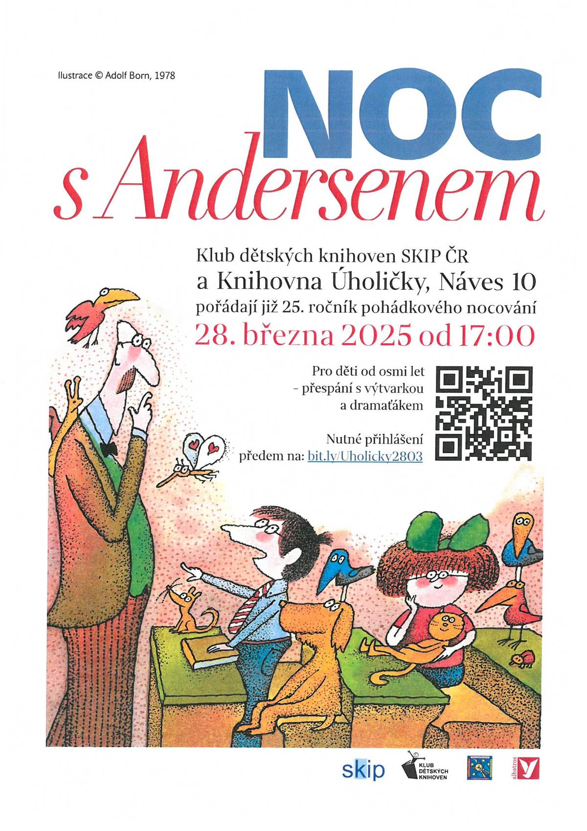 Zveme všechny děti na pohádkový večer s Andersenem,dnes od 17 hodin do knihovny,nebudeme jen číst, ale hlavně soutěžit. Vaše knihovnice Martina.