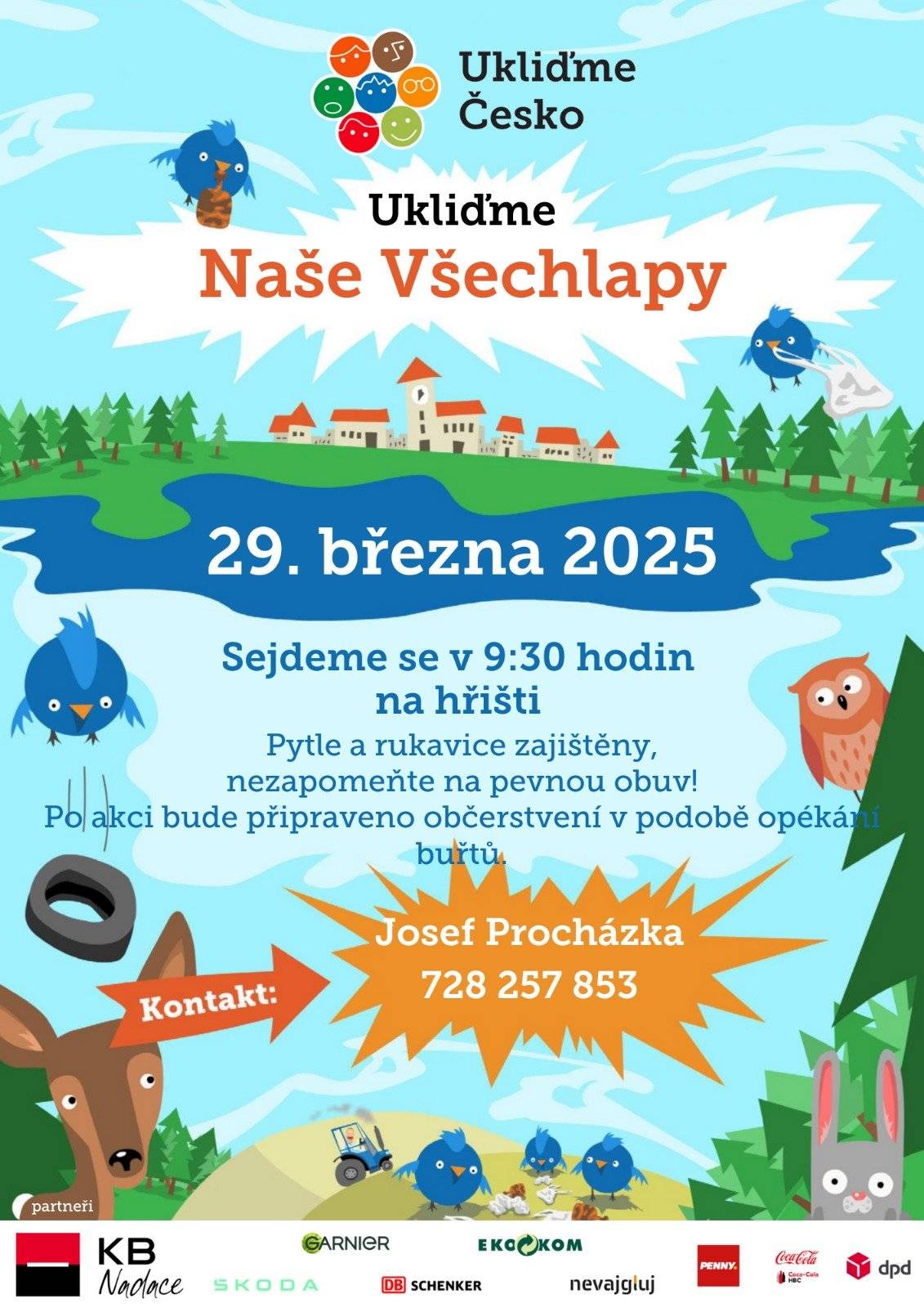 PŘIPOMÍNÁME:  Už zítra se uskuteční jarní úklid obce v rámci celorepublikové akce Ukliďme Česko! 🧹♻️ 📅 Kdy? Sobota 29. 3. 2025 📍 Kde? Sraz na fotbalovém hřišti ⏰ V kolik? Startujeme v 9:30 Co s sebou? Vhodné oblečení a pevnou obuv. 💪👟 Po práci si zasloužíme odměnu – čeká nás opékání buřtů, limo a pivo! 🌭🍻