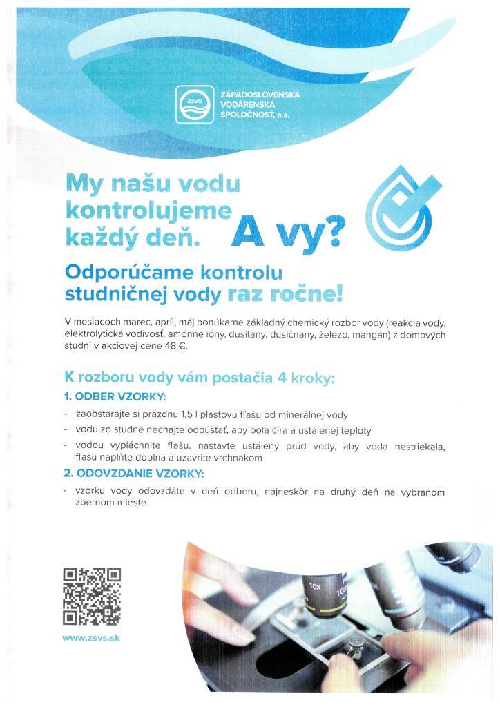 Rozbor vody z domových studní