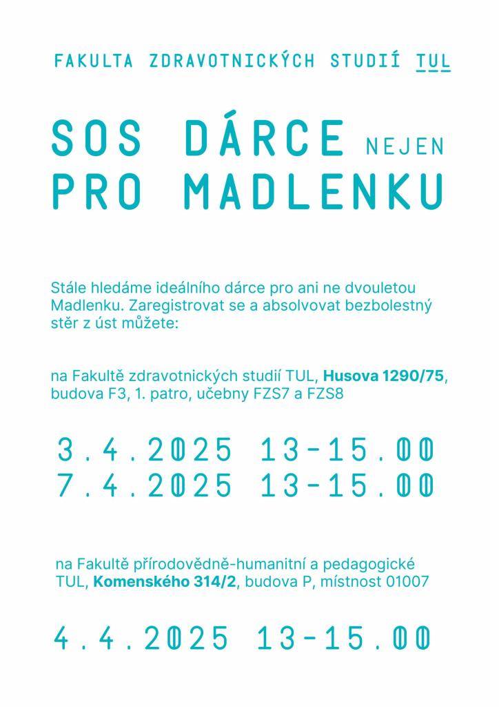 Žádost o pomoc malé Madlence i jiným nemedializovaným pacientům.