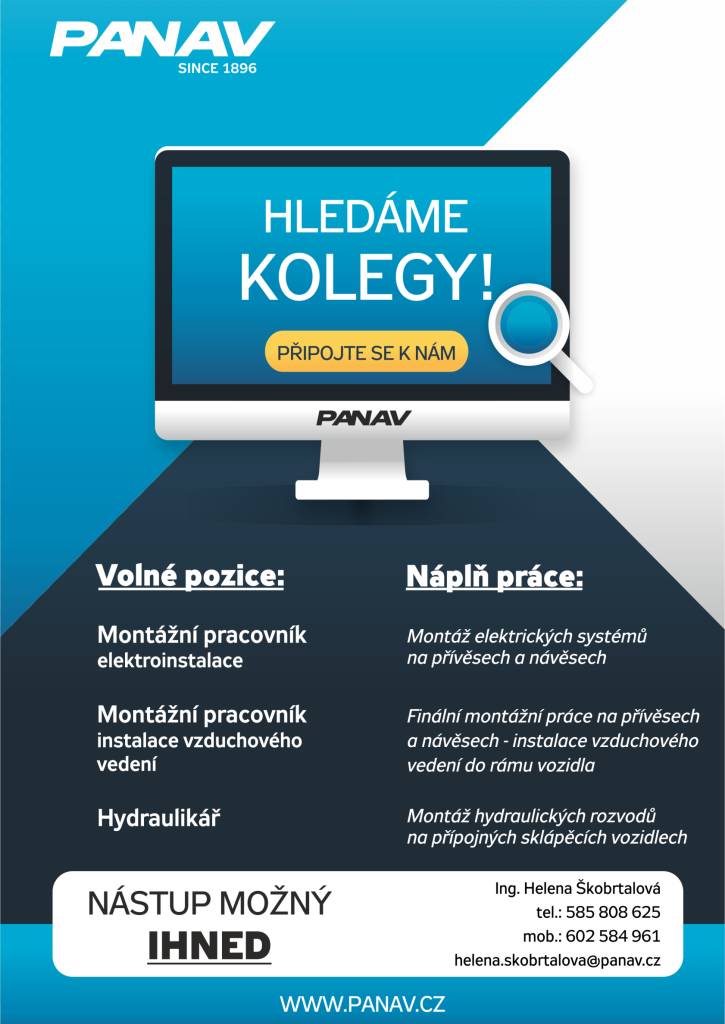 PANAV, a.s. přijme montážní pracovníky a hydraulikáře!