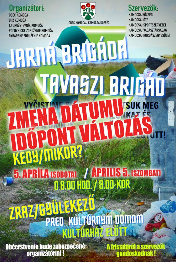 Obec Komoča spolu s miestnymi organizáciami usporiada dňa 5. apríla 2025, v sobotu spoločnú brigádu.