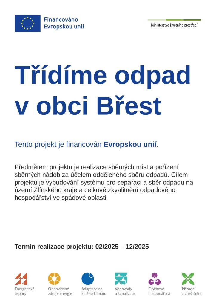 Předmětem projektu je realizace sběrných míst a pořízení sběrných nádob za účelem odděleného sběru odpadů. Cílem projektu je vybudování systému pro separaci a sběr odpadu na území Zlínského kraje a celkové zkvalitnění odpadového hospodářství ve spádové oblasti.