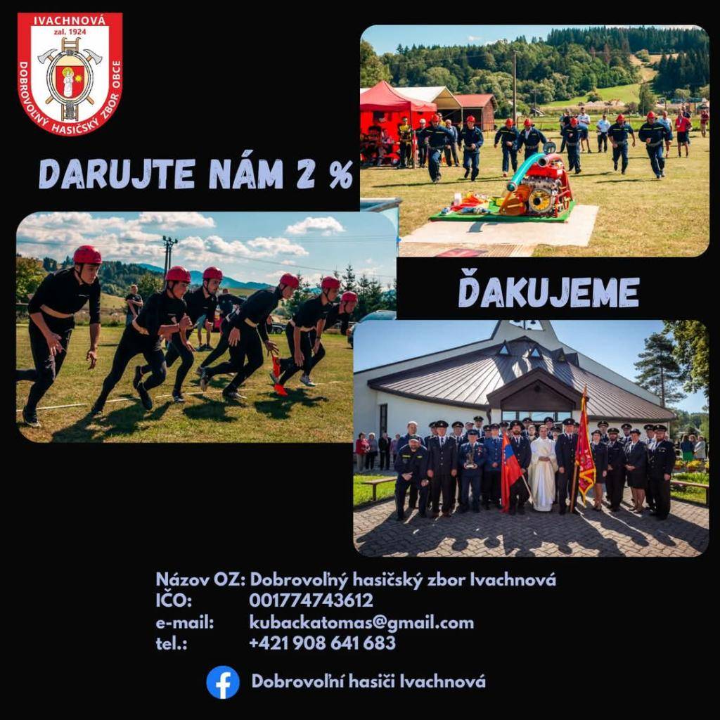 Žiadame Vás o podporu formou poukázania 2 % z Vašich daní z príjmov fyzických osôb pre DHZ Ivachnová.