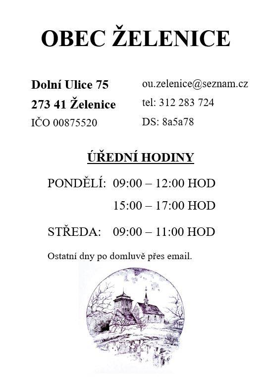 Změna úředních hodin OÚ Želenice od pondělí 07.04.2025