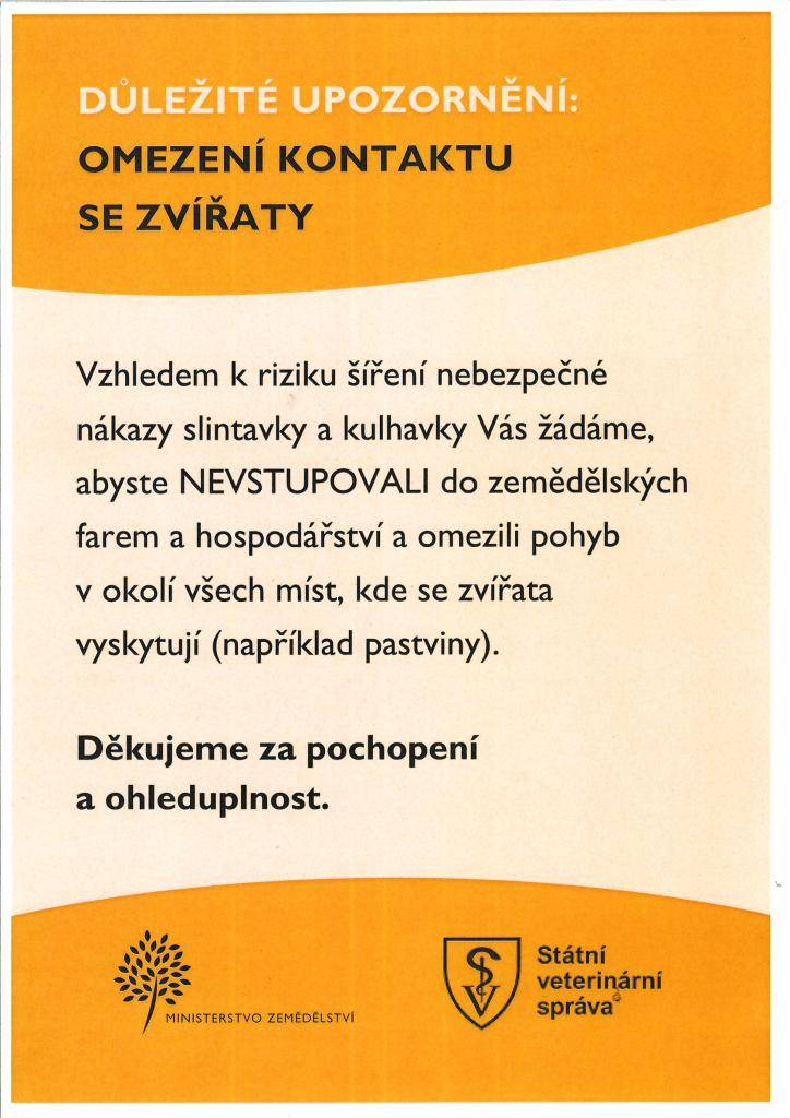 Upozornění - Státní veterinární správa