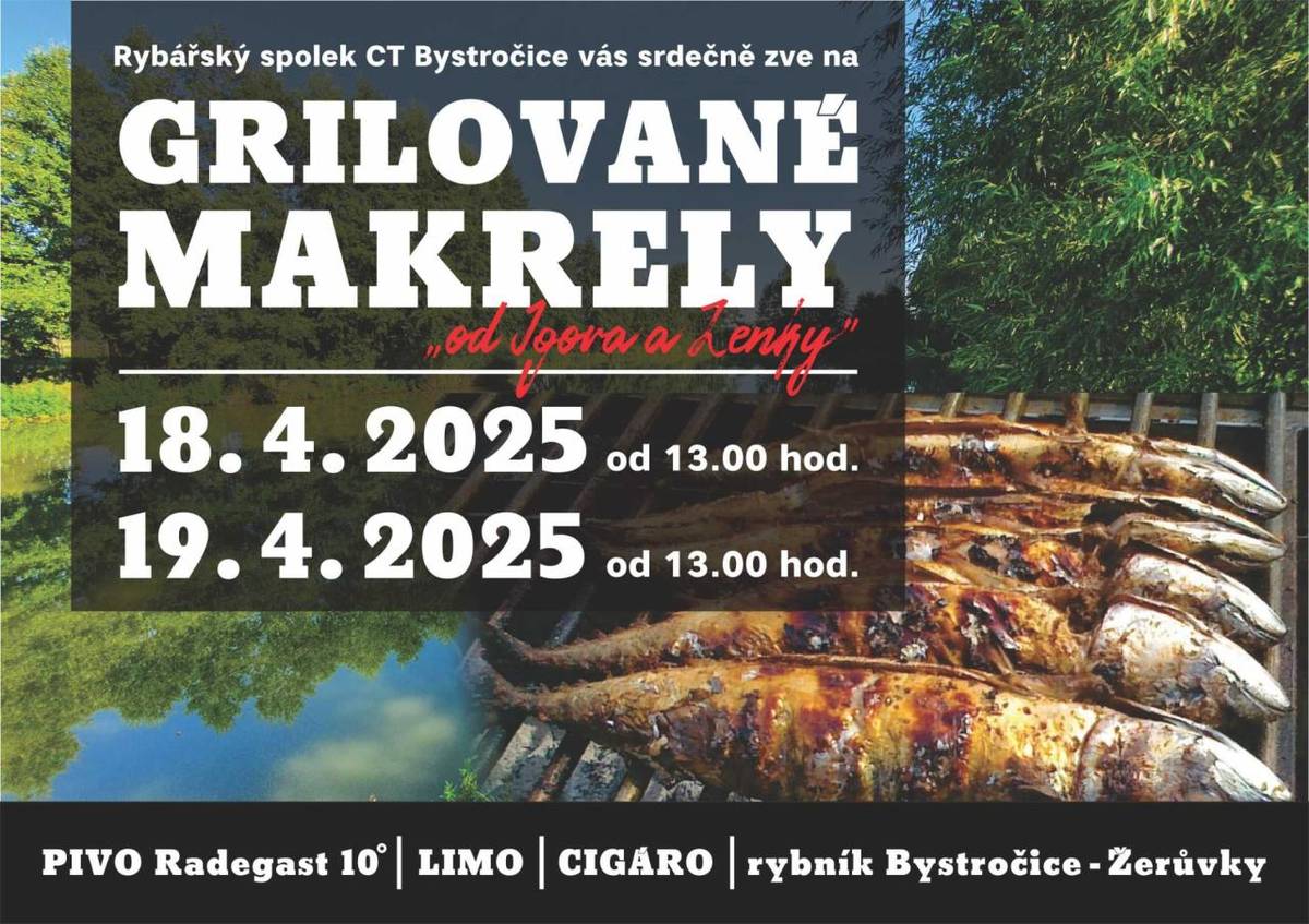 Rybářský spolek CT Bystročice Vás srdečně zve na posezení u rybníka v Žerůvkách!