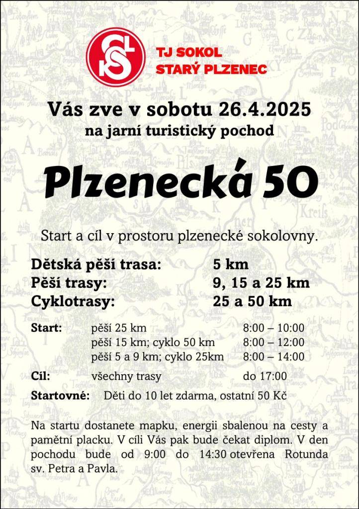 TJ SOKOL Starý Plzenec zve na jarní turistický pochod.