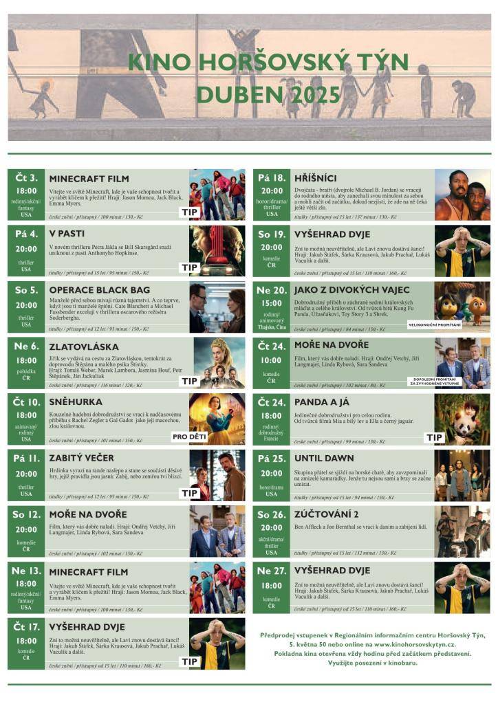 Kulturní pozvánky do Horšovského Týna - duben 2025