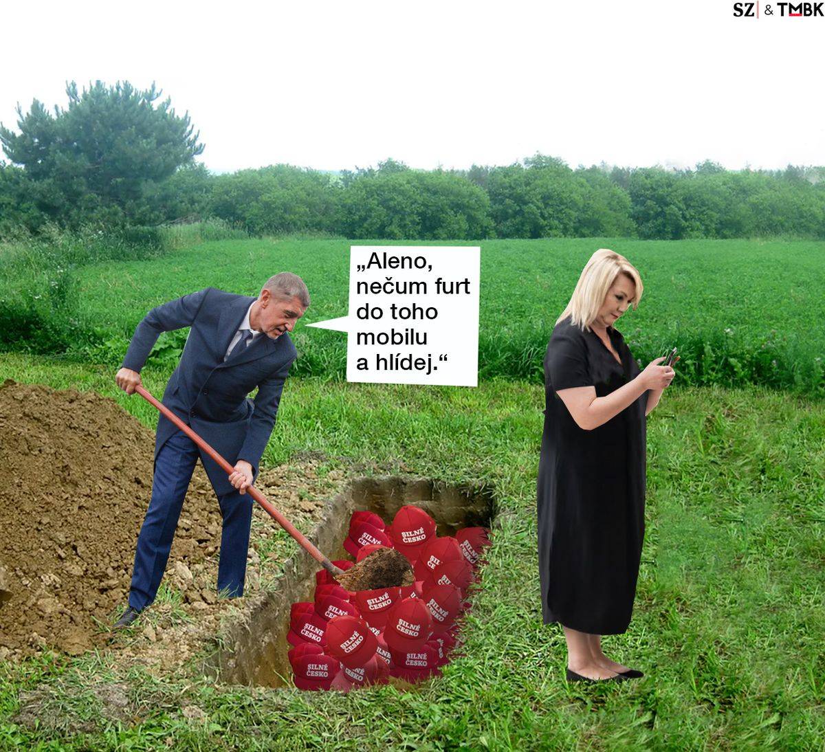 Trump ohlásil vysokánská cla na dovoz. Hnutí ANO pyšně nosilo červené kšiltovky a jeho podporou se netajilo… Jenže, co teď, když konání Ameriky ohrožuje ekonomiku Česka? Koláž TMBK pro SZ.