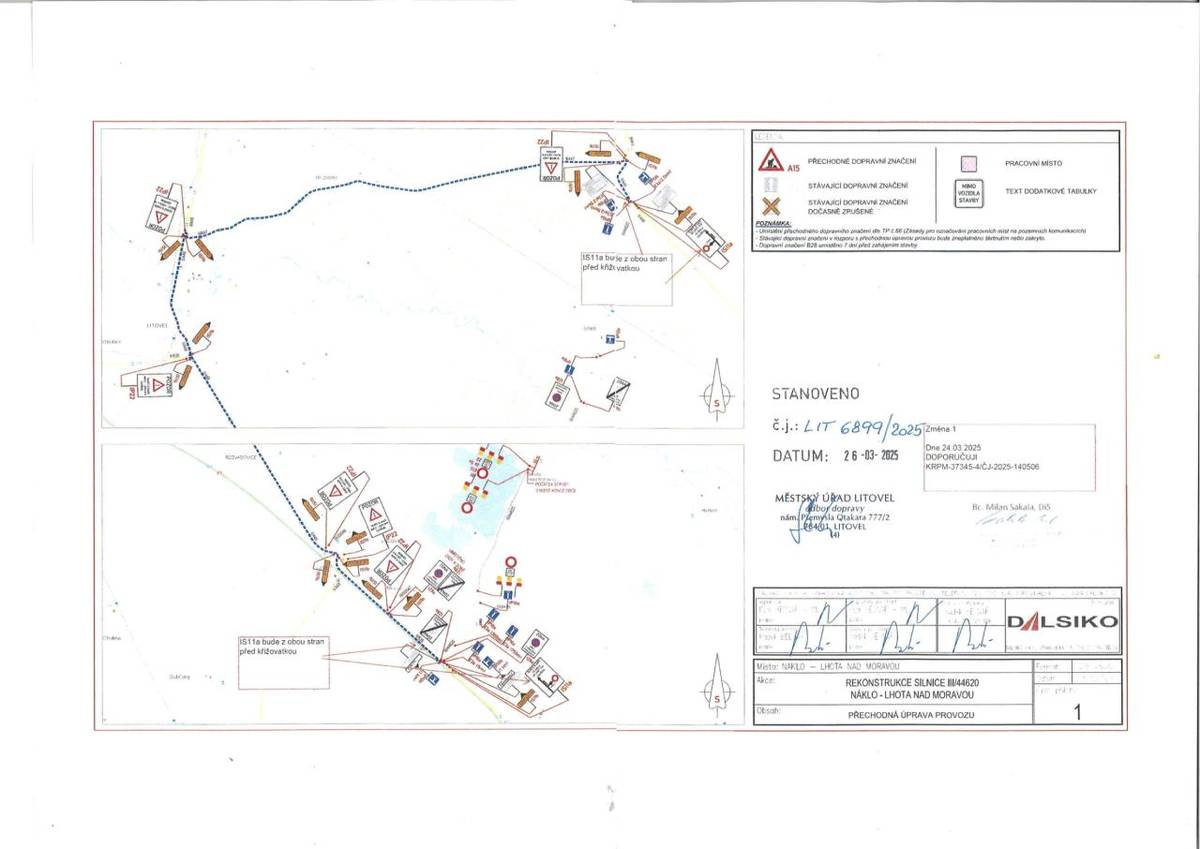 Přechodná úprava provozu - Rekonstrukce silnice III/44620 mezi obcemi Náklo a místní částí Lhota nad Moravou