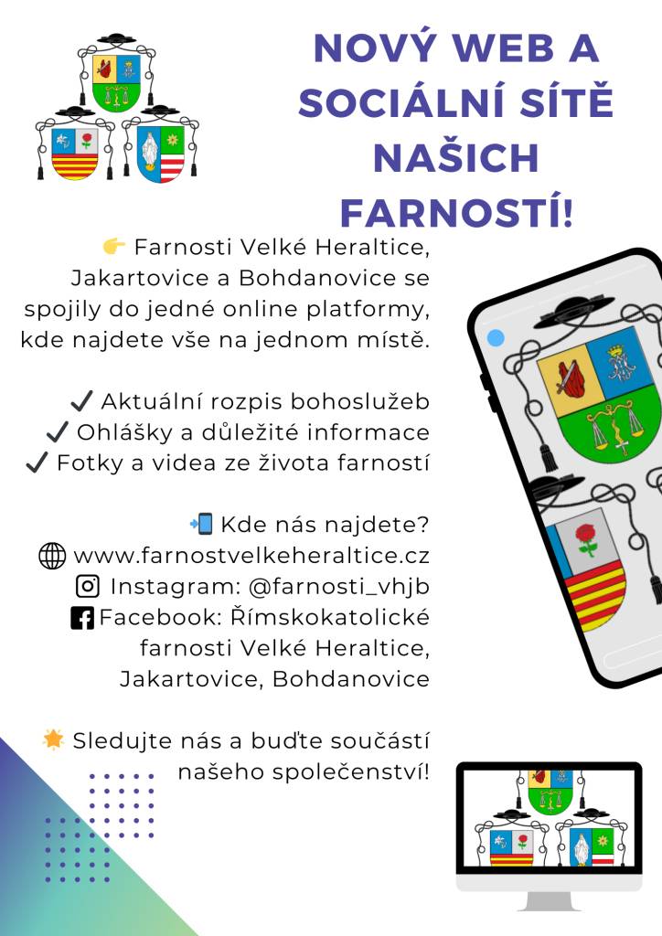 Farnosti Velké Heraltice, Jakartovice a Bohdanovice se spojily do jedné online platformy, kde najdete vše na jednom místě.