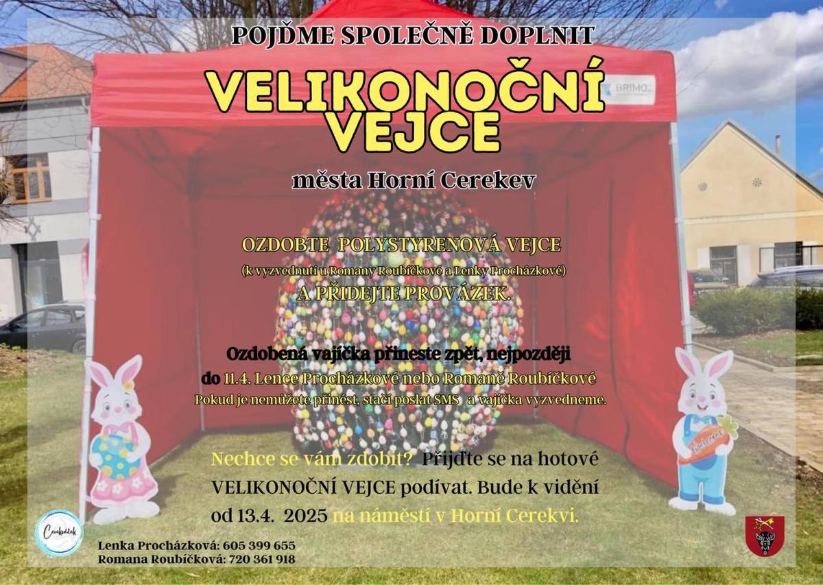 Ozdobte velikonoční vejce pro město Horní Cerekev.